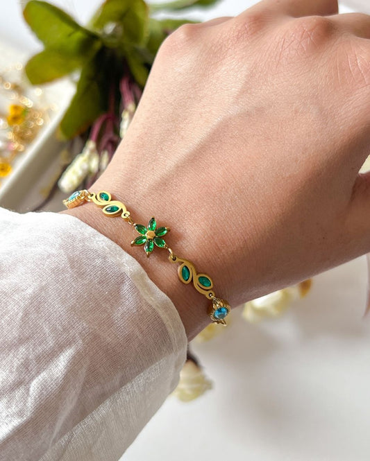 Green Botanical Vine Bracelet - 18K PVD Plated Stainless Steel