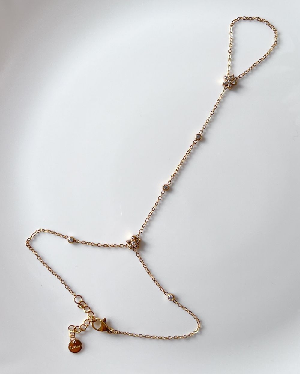 Sparkle Zircon Handchain - 18K PVD Plated Stainless Steel