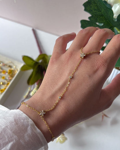 Sparkle Zircon Handchain - 18K PVD Plated Stainless Steel