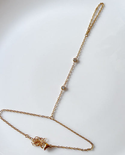 Dainty Zircon Handchain - 18K PVD Plated Stainless Steel