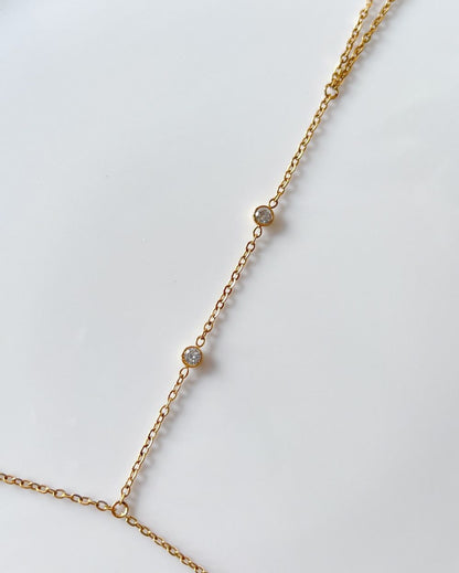 Dainty Zircon Handchain - 18K PVD Plated Stainless Steel