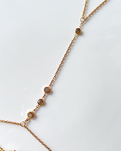 Minimal Zircon Handchain - 18K PVD Plated Stainless Steel