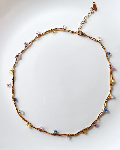 Whimsical Multi Color Chain Necklace - 18K PVD Plated Stainless Steel