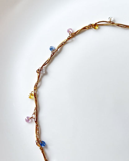 Whimsical Multi Color Chain Necklace - 18K PVD Plated Stainless Steel