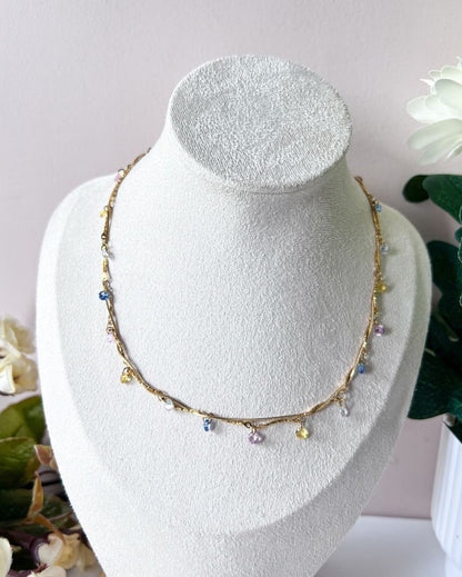 Whimsical Multi Color Chain Necklace - 18K PVD Plated Stainless Steel