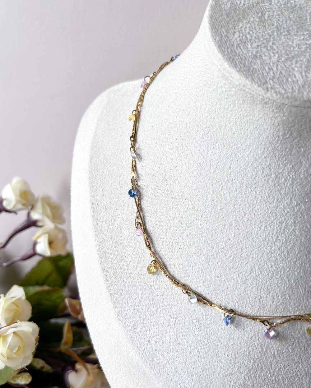 Whimsical Multi Color Chain Necklace - 18K PVD Plated Stainless Steel