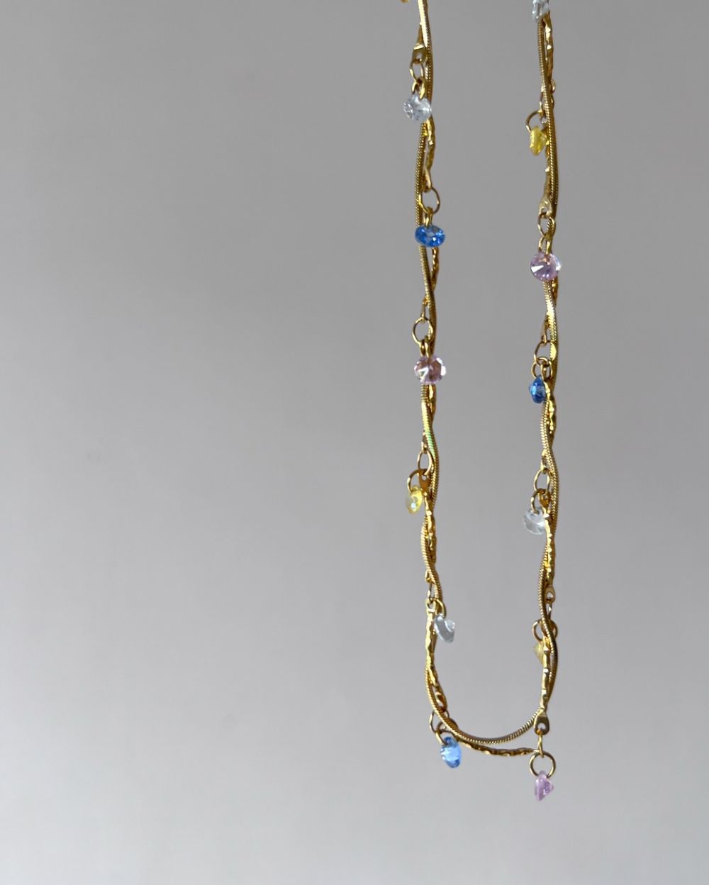 Whimsical Multi Color Chain Necklace - 18K PVD Plated Stainless Steel