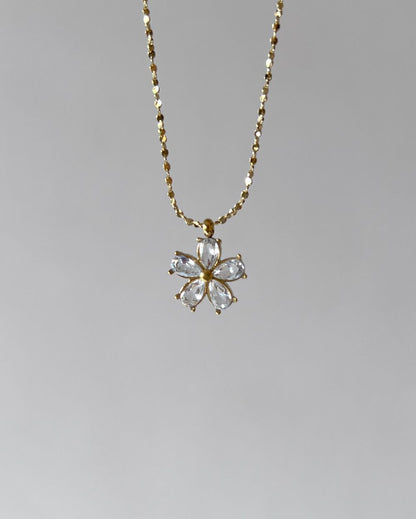 Zircon Flower Charm Locket - 18K PVD Plated Stainless Steel