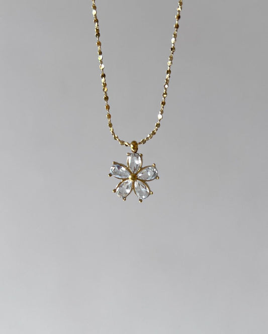 Zircon Flower Charm Locket - 18K PVD Plated Stainless Steel