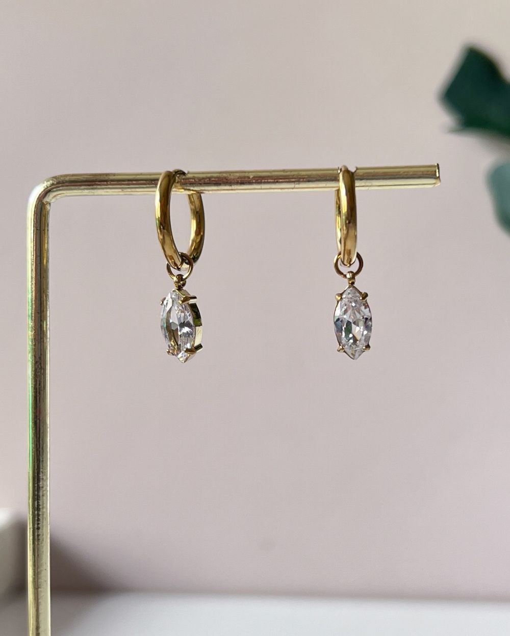 Zircon Teardrop Hoops - 18K PVD Plated Stainless Steel