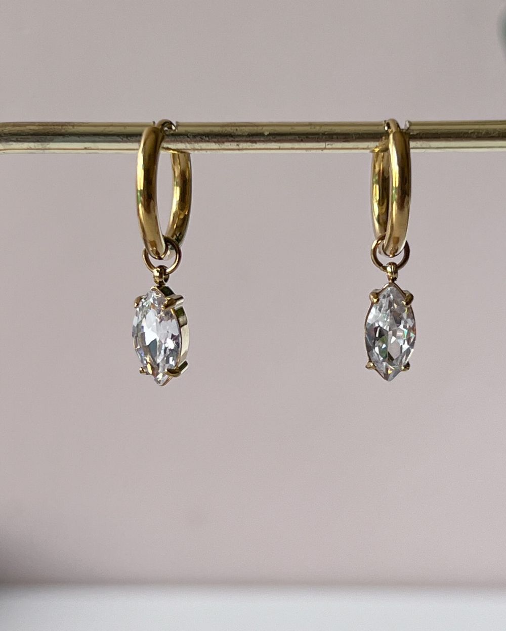 Zircon Teardrop Hoops - 18K PVD Plated Stainless Steel