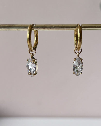 Zircon Teardrop Hoops - 18K PVD Plated Stainless Steel