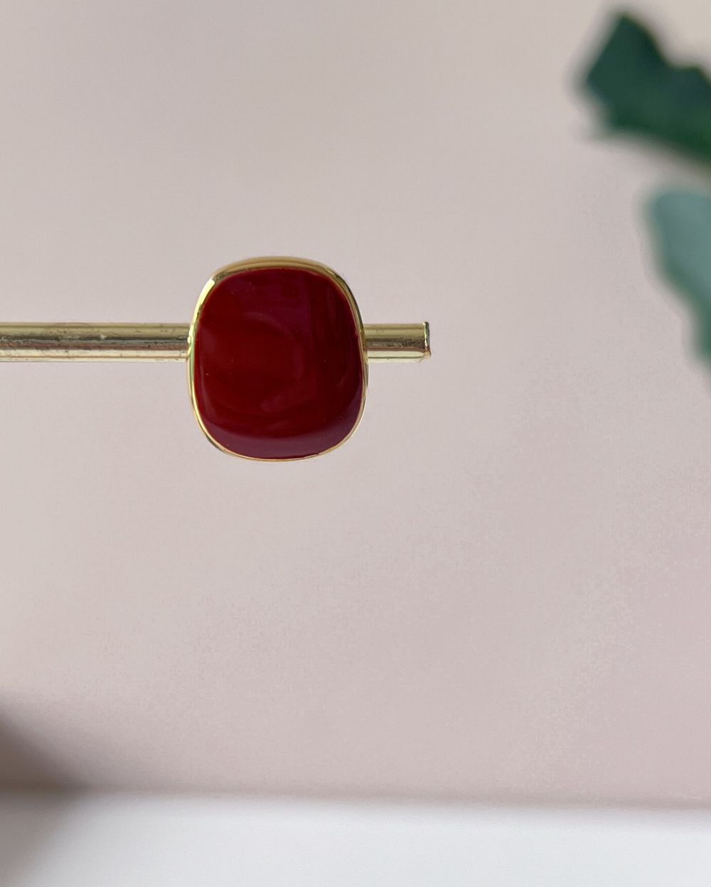 Red Enamel Stud - 18K PVD Plated Stainless Steel