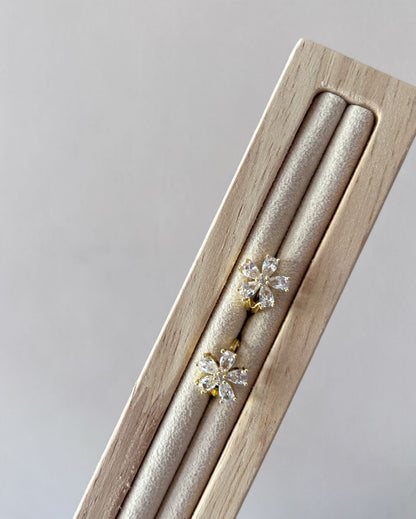 Zircon Flower Hoops - 18K Plated Copper