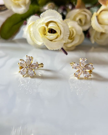 Zircon Flower Hoops - 18K Plated Copper