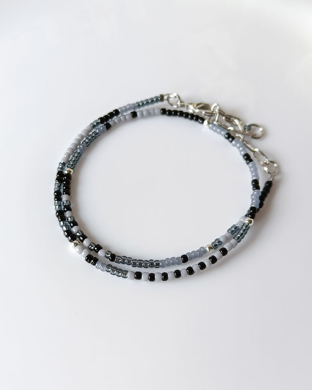 Dainty Bracelet/Necklace - Black and Grey