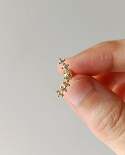Curved Zircon Cartilage Stud - Stainless Steel