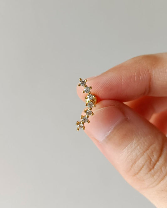 Curved Zircon Cartilage Stud - Stainless Steel