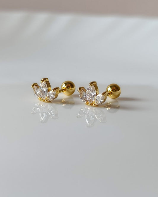 Leaf Zircon Cartilage Stud - Stainless Steel