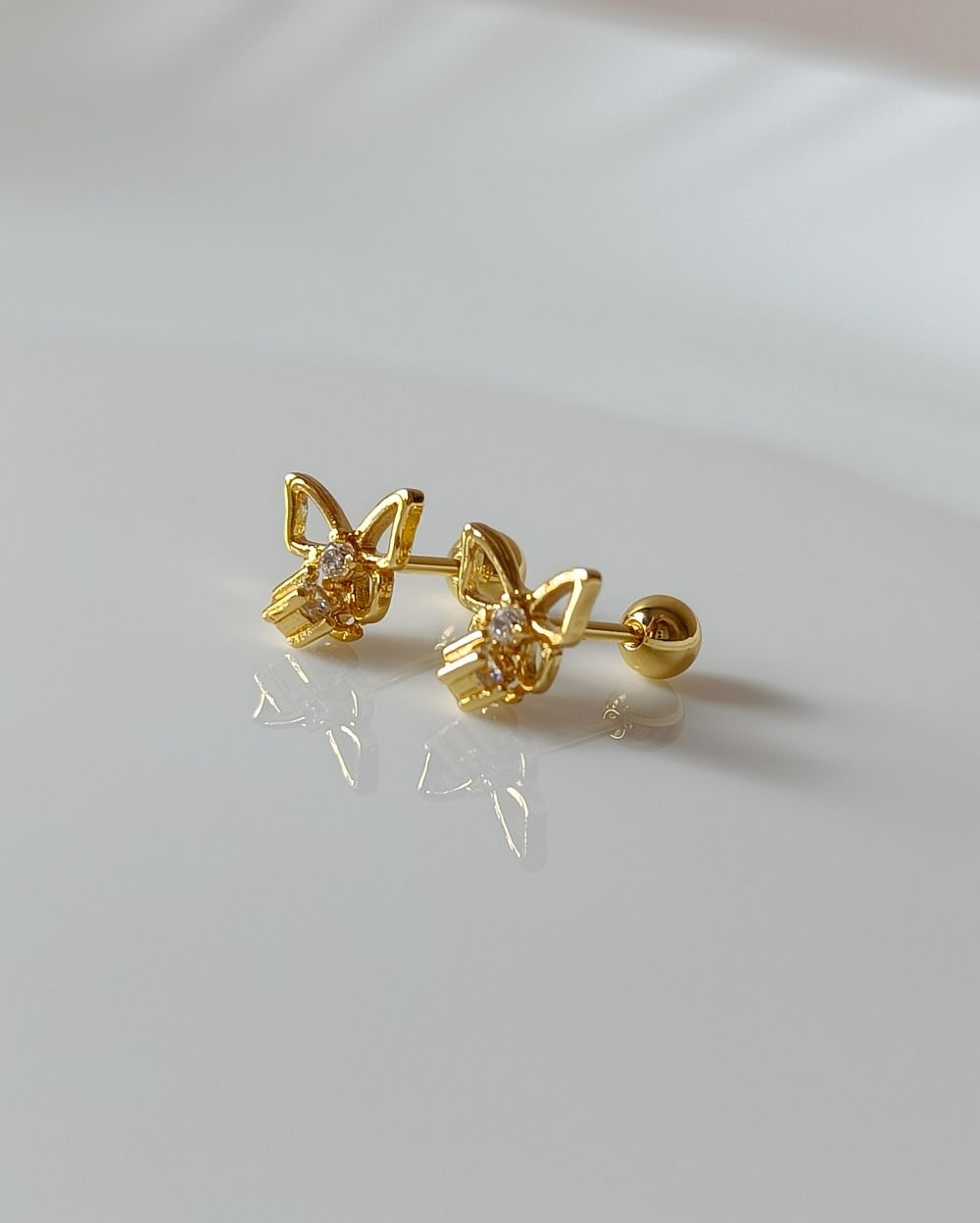 Butterfly Drop Zircon Cartilage Stud - Stainless Steel