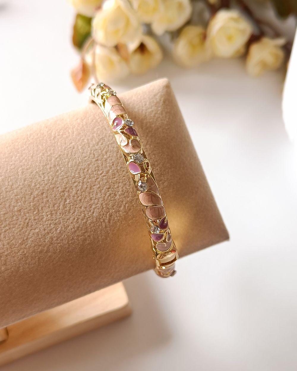 Enamel Bangle with Rhinestone