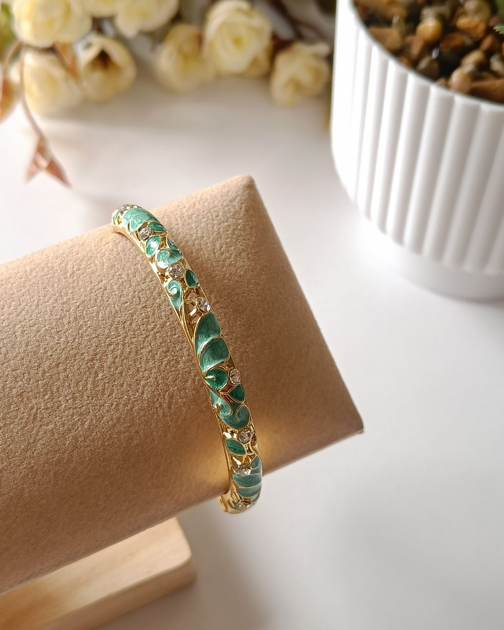 Enamel Bangle with Rhinestone