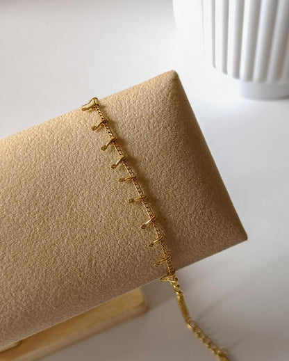 Tiny Gold Bar Station Bracelet - 18K PVD Plated Stainless Steel